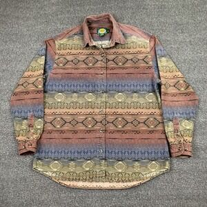 Vintage Cabelas Chamois Shirt Womens Large Aztec Southwestern Long Sleeve Y2K